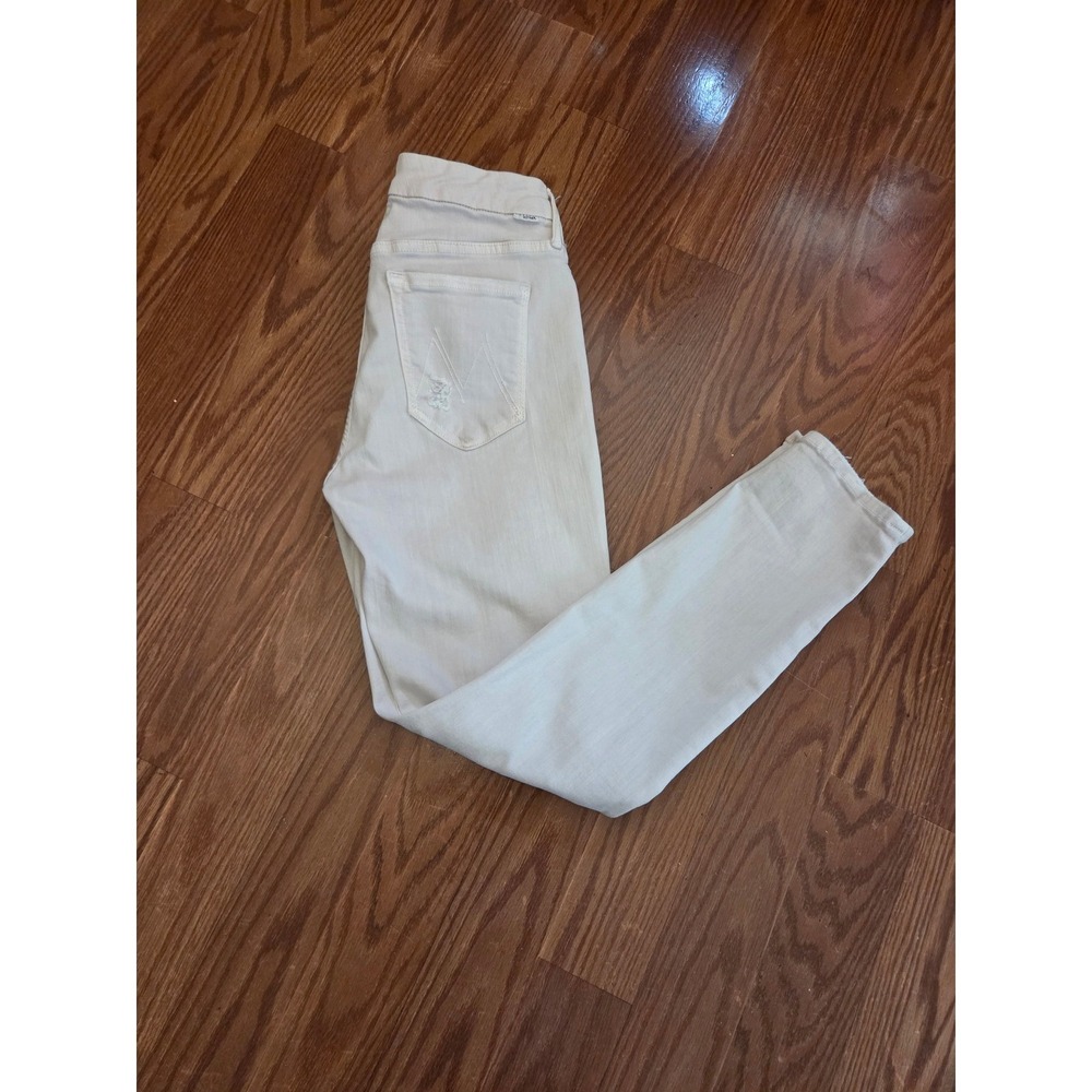 MOTHER The Looker Crop Jeans Size 27 Beige Distressed Skinny